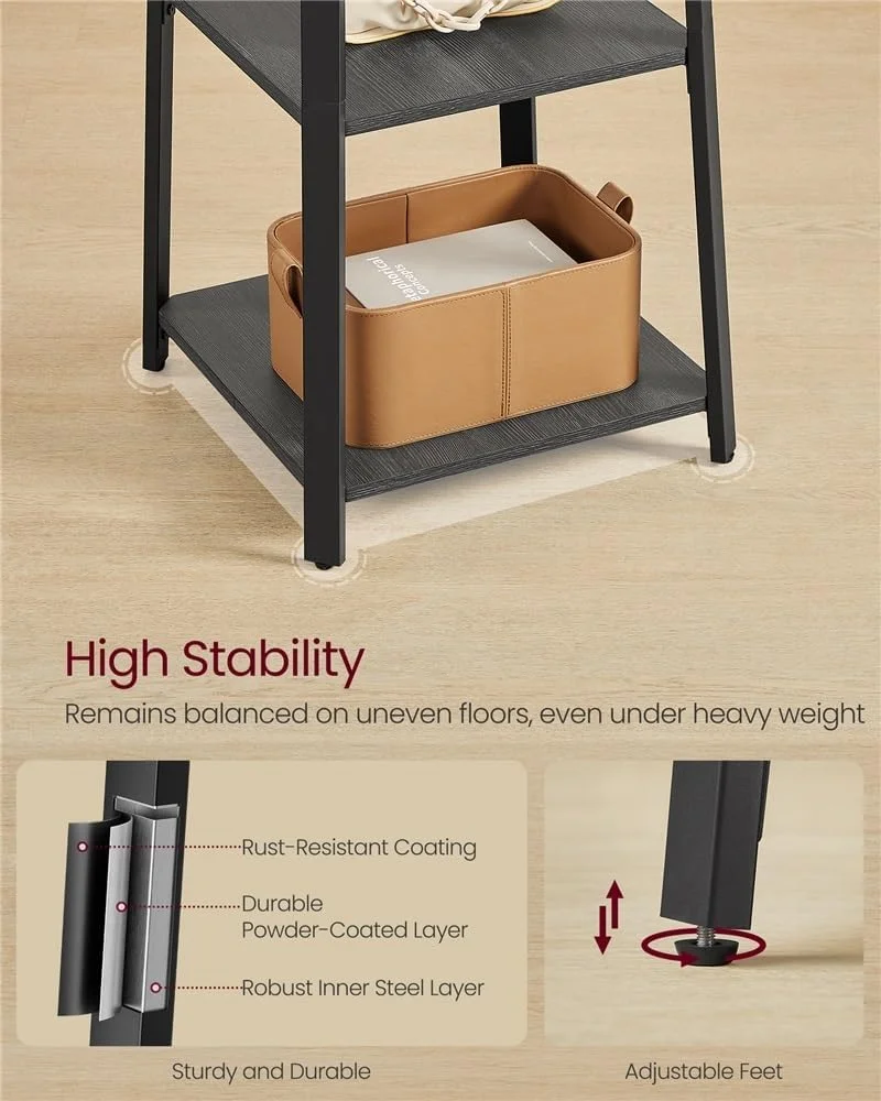 جالباسی ایستاده با سه طبقه، مناسب راهرو، به همراه قلاب برای شال، کیف و چتر