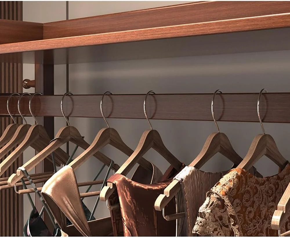 چوب لباسی ایستاده، رخت آویز چوبی جامد، قفسه کفش برای اتاق خواب و اتاق نشیمن، قفسه کت با کشو چند منظوره، قفسه ذخیره سازی به سبک چینی جدید (گردویی)