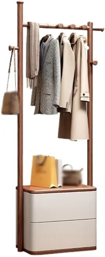 رخت آویز چوبی ایستاده، مناسب برای منزل، اتاق خواب، طراحی ساده (گردویی، متوسط)