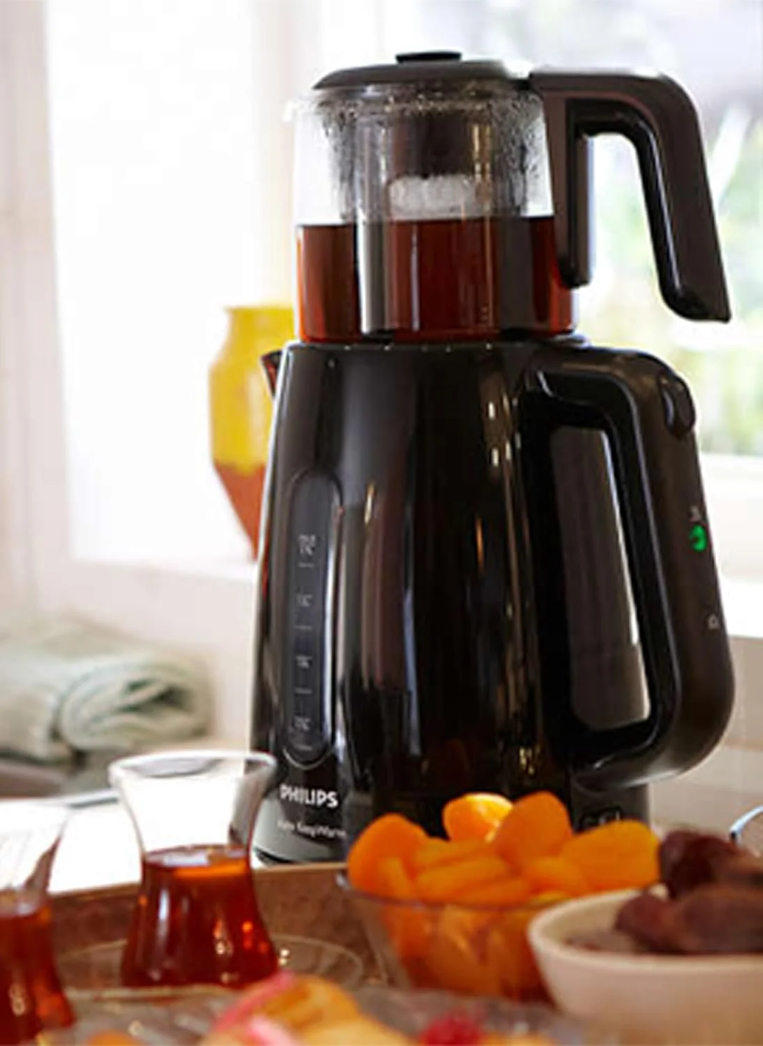 چای ساز فیلیپس مدل HD7301/00، ظرفیت 1.9 لیتر، پایه چرخان 360 درجه، سیم جمع کن، مشکی