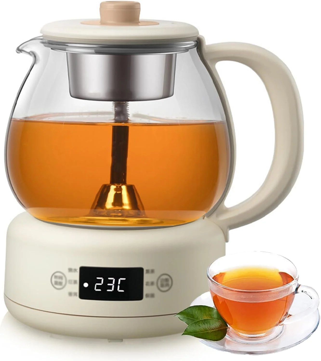 دستگاه چای ساز خانگی 600 واتی با پنل میکروکامپیوتر، سماور برقی 1 لیتری با 11 سطح عایق حرارتی قابل تنظیم، محافظت در برابر خشک شدن، 8 ساعت گرم نگه داشتن برای خانه و دفتر