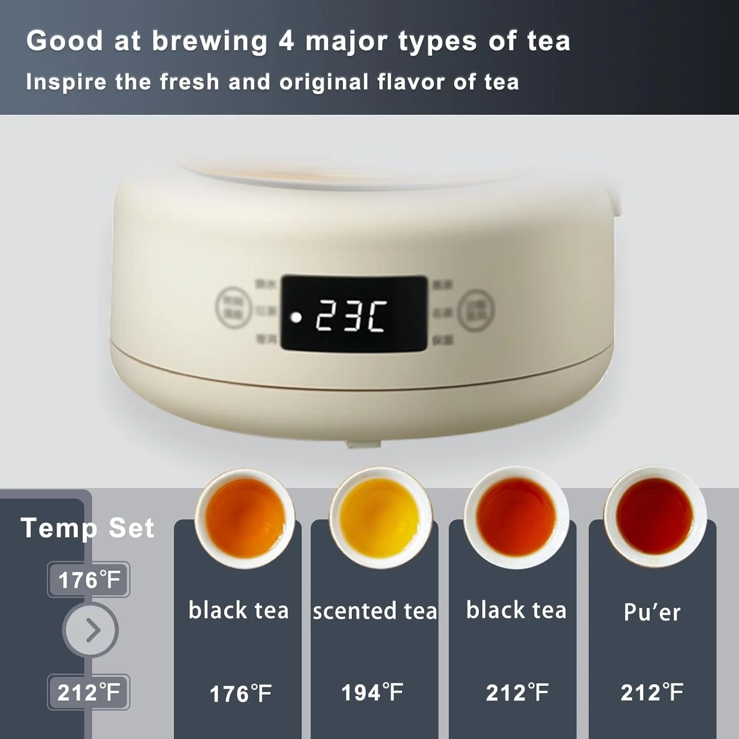 دستگاه چای ساز خانگی 600 واتی با پنل میکروکامپیوتر، سماور برقی 1 لیتری با 11 سطح عایق حرارتی قابل تنظیم، محافظت در برابر خشک شدن، 8 ساعت گرم نگه داشتن برای خانه و دفتر