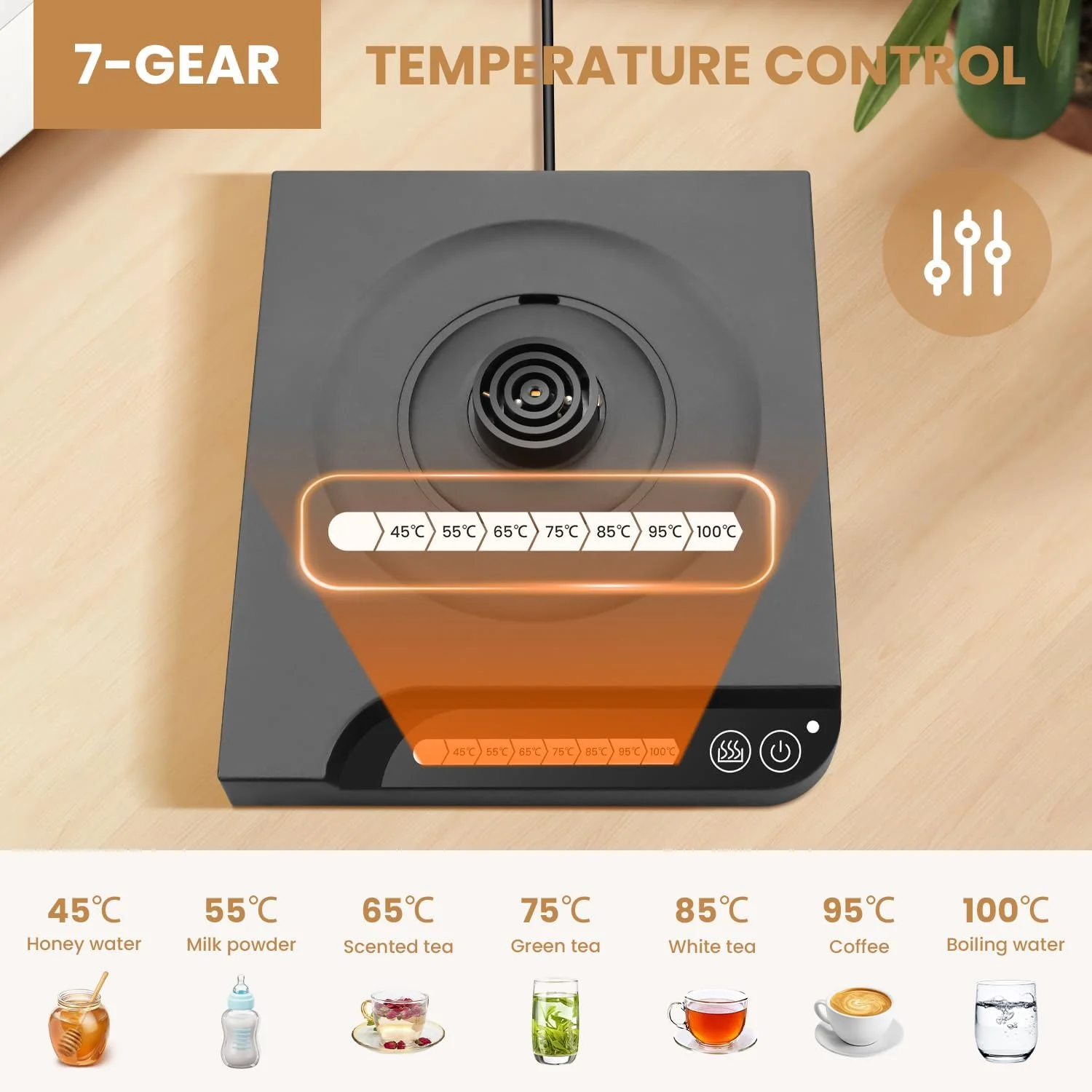 کتری برقی گردن غازی Necomi، کتری برقی قهوه 1 لیتری با نشانگر دما، کتری آب و چای استیل ضد زنگ 1000 واتی، خاموش شدن خودکار، برای قهوه، چای (مشکی)