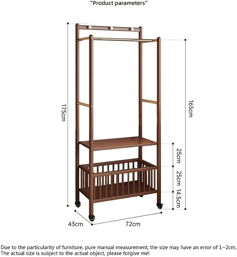 رخت آویز ایستاده چند منظوره، چوب لباسی زمینی اتاق خواب، چوب لباسی چوبی جامد، قفسه ذخیره سازی لباس قابل جابجایی با سبد لباس