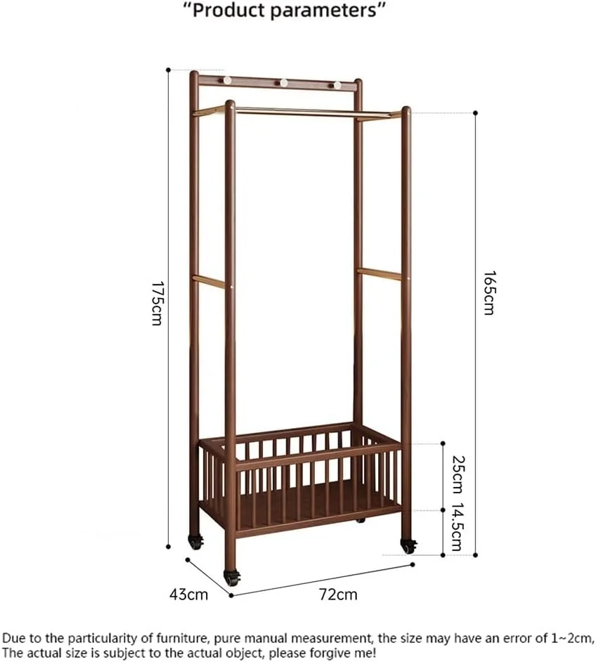 رخت آویز ایستاده چند منظوره، رخت آویز چوبی جامد برای اتاق خواب منزل، رخت آویز لباس، قفسه قابل جابجایی با سبد لباس