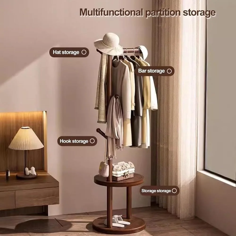 جالباسی ایستاده، جالباسی درختی با پنج آویز برای اتاق خواب، دفتر کار و ورودی (قهوه ای)