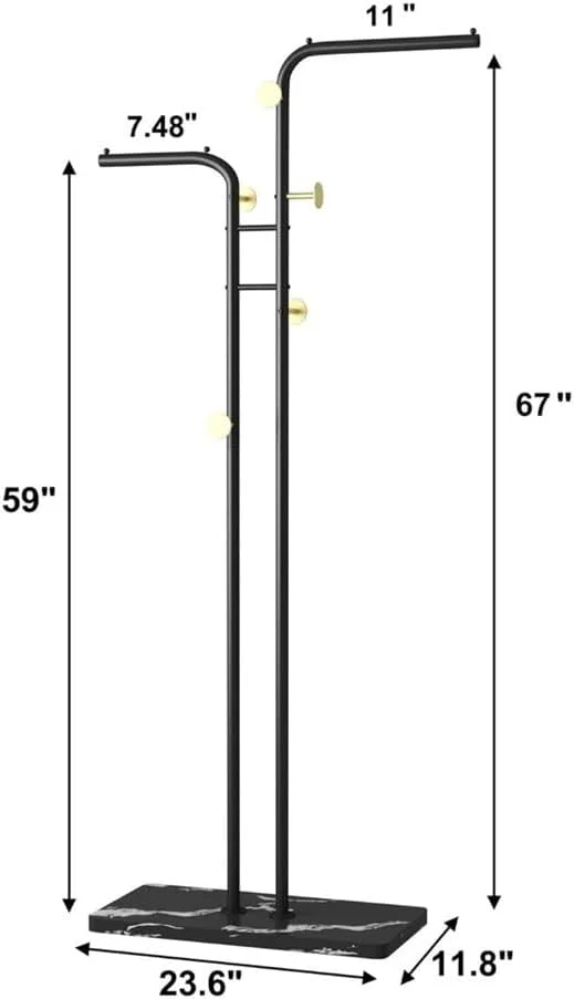 جالباسی ایستاده فلزی، آویز لباس و کلاه دو قطبی با پنج چنگک برای کمد، اتاق خواب، ورودی و اتاق نشیمن