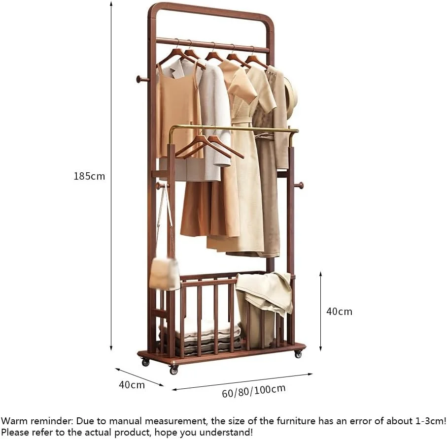 چوب لباسی ایستاده برای اتاق خواب، تمام چوب لباسی های ساخته شده از چوب جامد، قفسه ذخیره سازی ساده برای اتاق (کوچک)