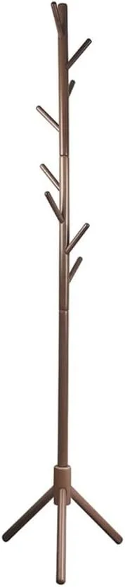 جالباسی ایستاده چوبی با 8 آویز و 3 گزینه ارتفاع برای کودکان و بزرگسالان، مناسب اتاق خواب، ورودی و اداره (قهوه ای)