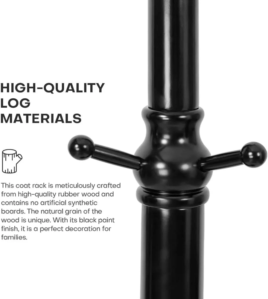 جالباسی ایستاده با قلاب های شاخه ای، آویز لباس، کلاه و ژاکت (مشکی)