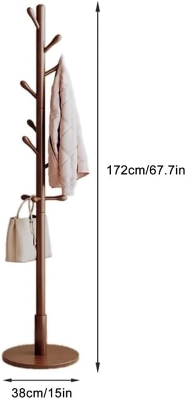 چوب لباسی ایستاده چوبی با 10 آویز، جالباسی محکم برای ورودی، خانه و دفتر (بژ) چوب لباسی ایستاده چوبی با 10 آویز، جالباسی محکم برای ورودی، خانه و دفتر (بژ)