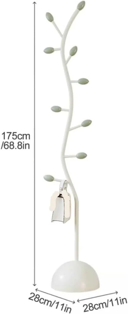 جالباسی ایستاده طرح درختی با ۹ آویز، مناسب برای ورودی منزل، راهرو، اتاق خواب، گوشه (سفید)