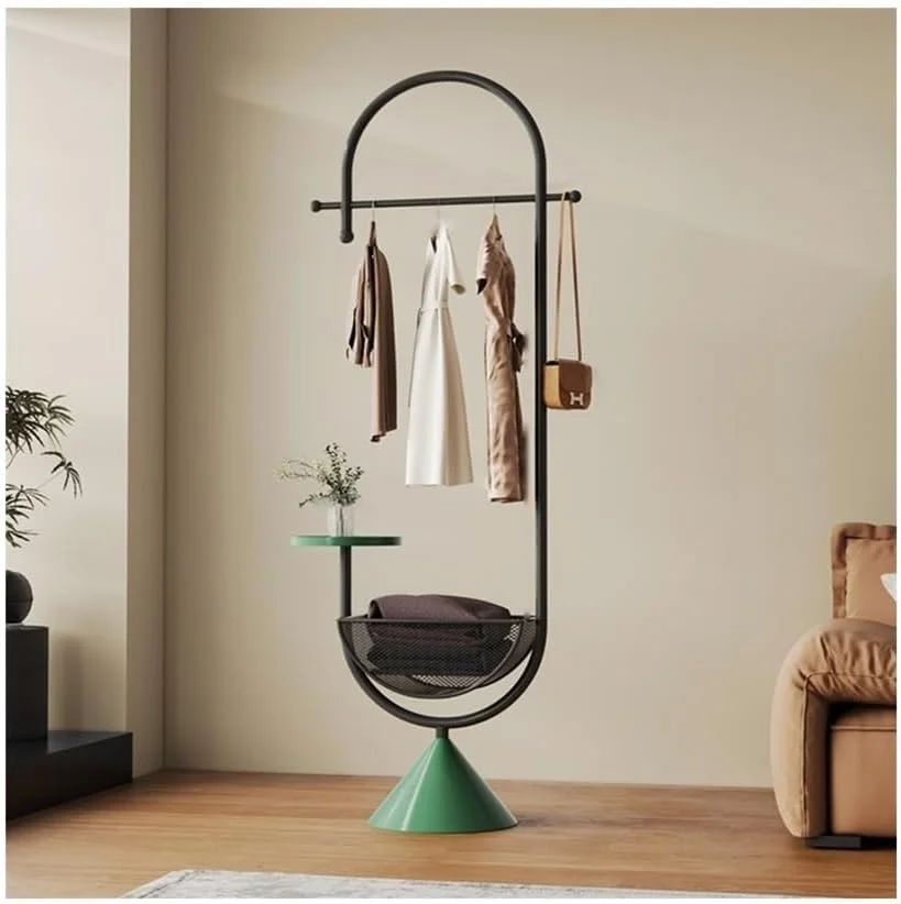 رخت آویز، مناسب برای ورودی منزل، رخت آویز ایستاده برای اتاق کوچک، رخت آویز ایستاده خلاقانه (مشکی + سبز)