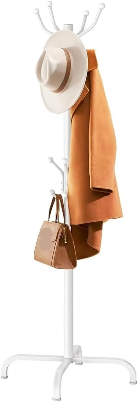 جالباسی فلزی با 14 آویز، جالباسی ایستاده برای ورودی، راهرو، اتاق خواب، دفتر کار (قهوه ای)