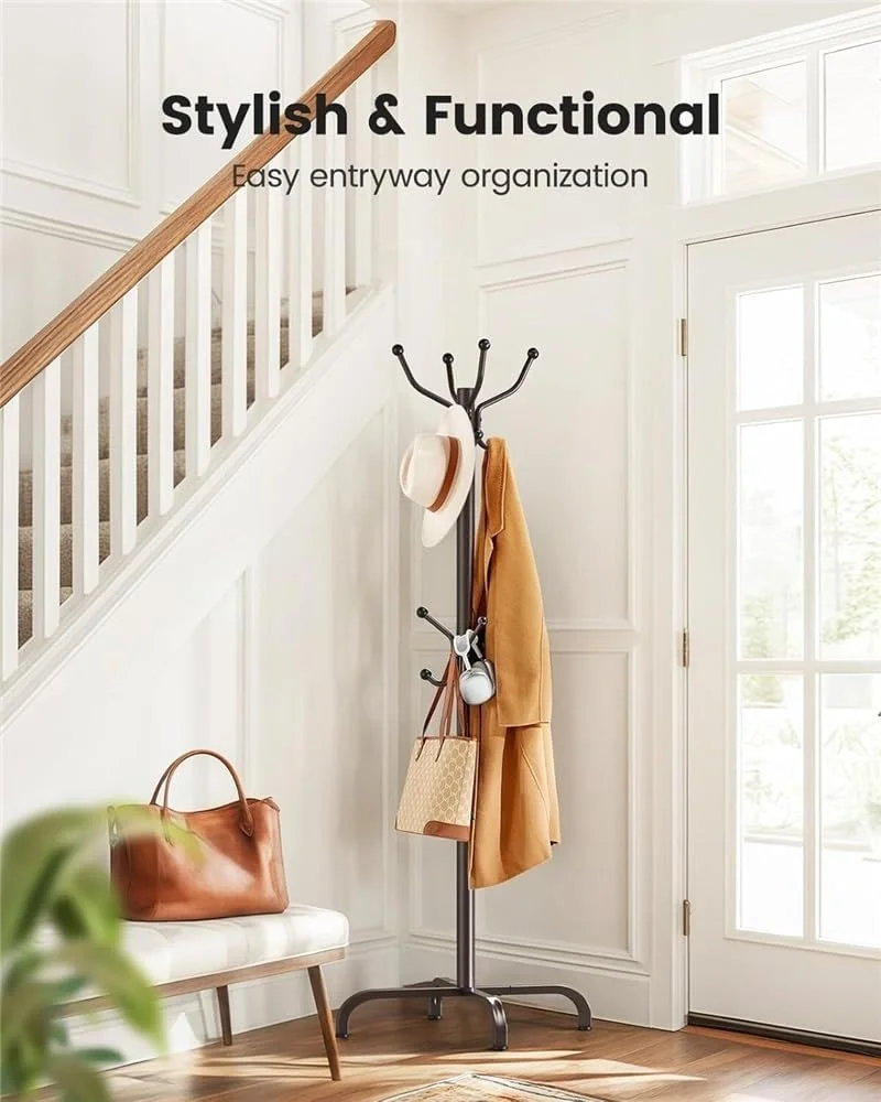 جالباسی فلزی با 14 آویز، جالباسی ایستاده برای ورودی، راهرو، اتاق خواب، دفتر کار (قهوه ای) جالباسی فلزی با 14 آویز، جالباسی ایستاده برای ورودی، راهرو، اتاق خواب، دفتر کار (قهوه ای)