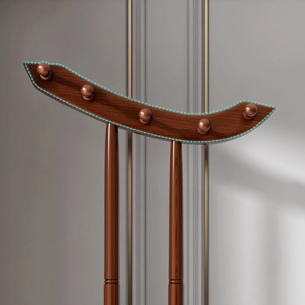 چوب لباسی ایستاده چوبی جامد، رخت آویز زمینی، رخت آویز اتاق خواب، رخت آویز خانگی ساده، رخت آویز لباس عمودی، قفسه کیف داخلی (چوب گل سرخ)