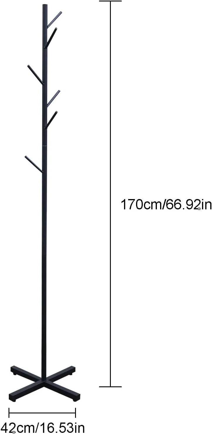 رخت آویز ایستاده طرح درخت، رخت آویز مستقل از جنس آهن کربنی با 7 آویز برای نگهداری لباس های خانواده