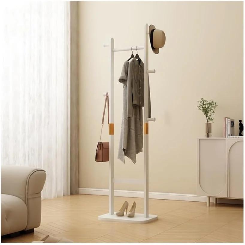 رخت آویز ایستاده چوبی گوشه ای برای اتاق خواب و اتاق نشیمن (سفید)