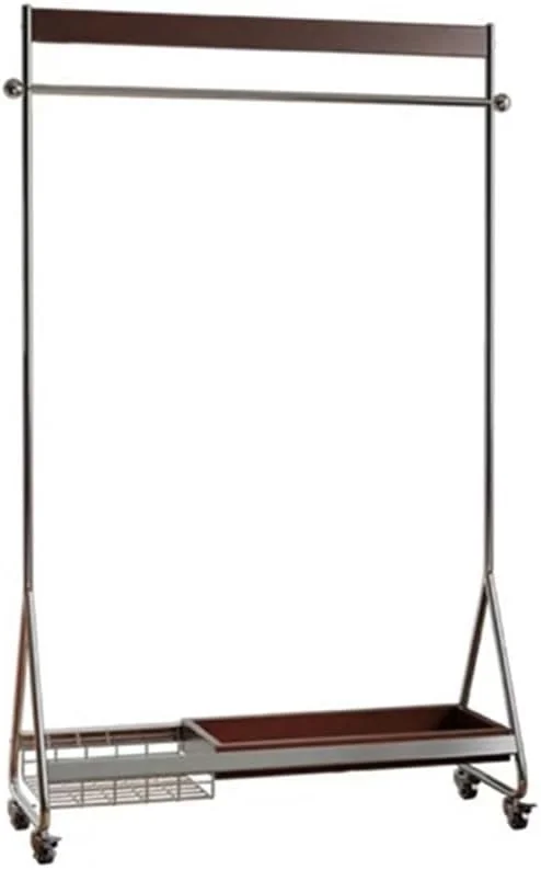 رخت آویز ایستاده، قفسه لباس برای اتاق خواب، چوب لباسی خانگی از جنس استیل ضد زنگ، قفسه ذخیره سازی متحرک (قهوه ای) رخت آویز ایستاده، قفسه لباس برای اتاق خواب، چوب لباسی خانگی از جنس استیل ضد زنگ، قفسه ذخیره سازی متحرک (قهوه ای)