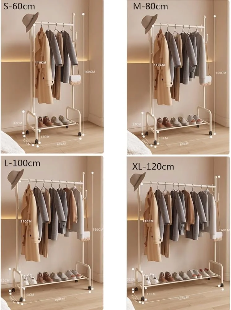 رخت آویز ایستاده برای اتاق خواب و لباس های کنار تخت، رخت آویز متحرک عمودی ساده (کوچک) رخت آویز ایستاده برای اتاق خواب و لباس های کنار تخت، رخت آویز متحرک عمودی ساده (کوچک)