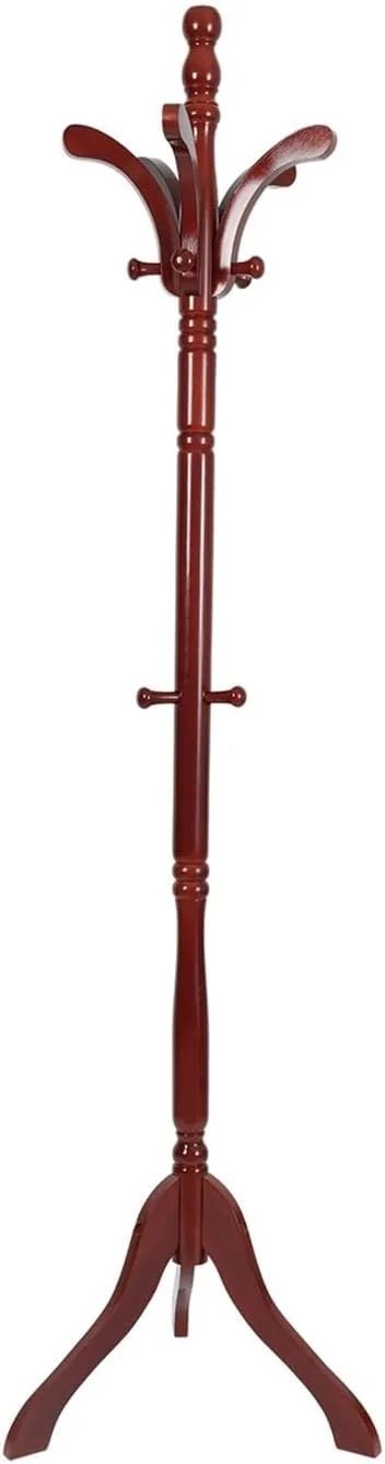 جالباسی ایستاده چوبی با ارتفاع قابل تنظیم برای ورودی، آویز لباس برای آویزان کردن لباس، کلاه و کیف جالباسی ایستاده چوبی با ارتفاع قابل تنظیم برای ورودی، آویز لباس برای آویزان کردن لباس، کلاه و کیف