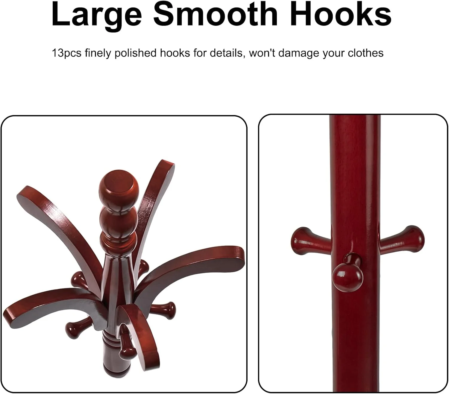 جالباسی ایستاده چوبی با ارتفاع قابل تنظیم برای ورودی، آویز لباس برای آویزان کردن لباس، کلاه و کیف