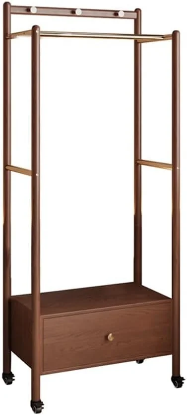 چوب لباسی ایستاده چند منظوره چوبی جامد قابل جابجایی برای اتاق خواب کنار تخت و میز نگهداری لباس