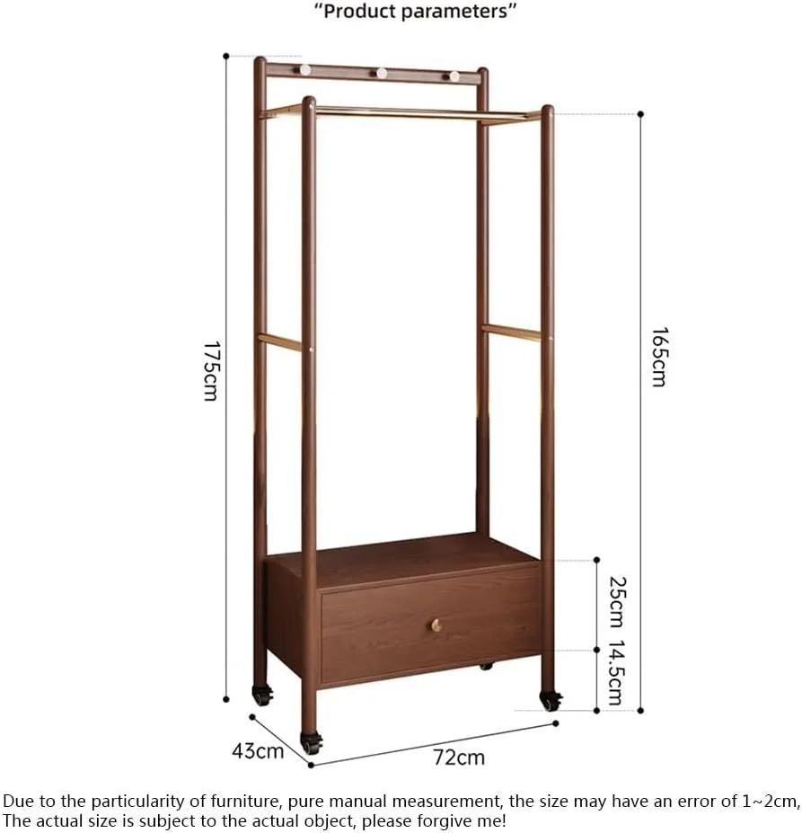 چوب لباسی ایستاده چند منظوره چوبی جامد قابل جابجایی برای اتاق خواب کنار تخت و میز نگهداری لباس