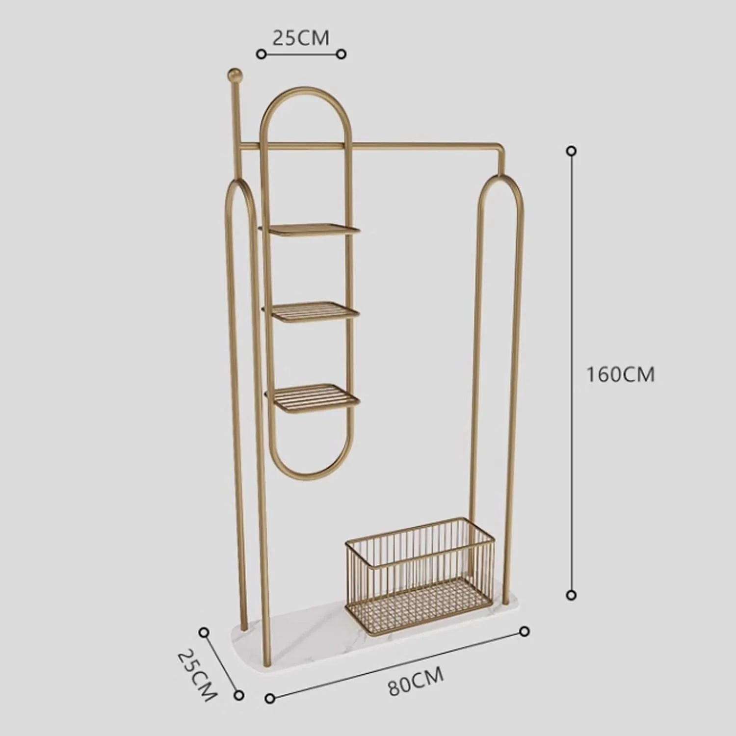 رخت آویز ایستاده ساده برای لباس، رخت آویز آویز برای اتاق خواب، قفسه نگهداری لباس خانگی، پایه مرمر (مشکی)
