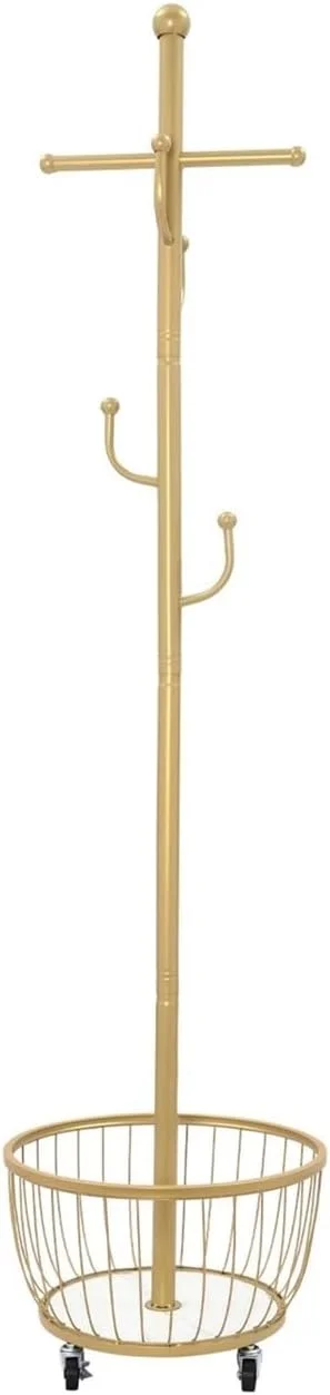 جالباسی ایستاده با سبد ذخیره سازی و چرخ متحرک برای ورودی، راهرو، اتاق خواب، دفتر