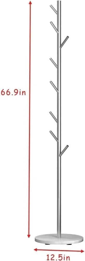 رخت آویز ایستاده فلزی نقره ای با قلاب و پایه مرمر برای ورودی، اتاق خواب، راهرو و دفتر