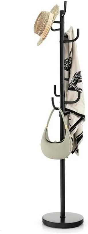 چوب لباسی ایستاده فلزی بادوام با ۸ آویز و پایه برای ورودی، اتاق خواب، راهرو و دفتر کار