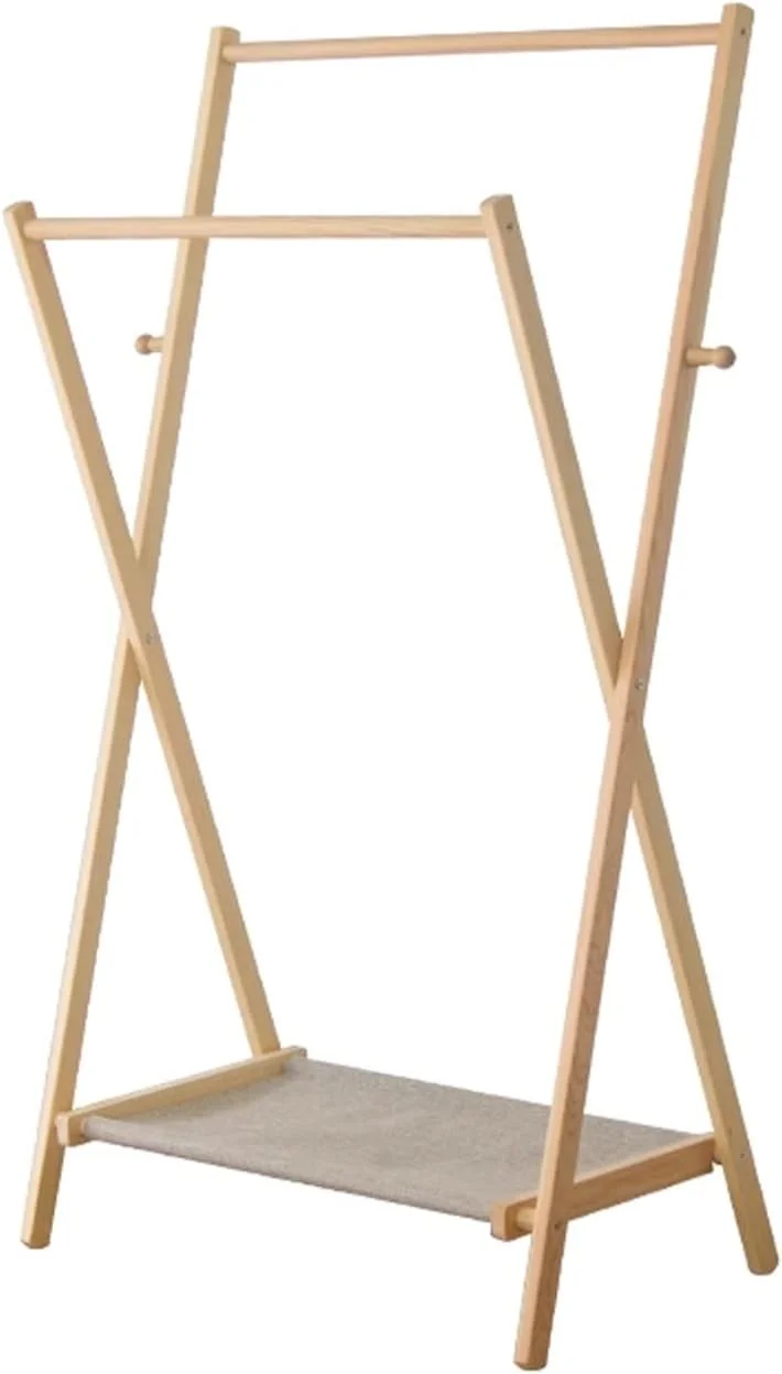 رخت آویز ایستاده چوبی، رگال لباس دو میله ای، قفسه لباس چند منظوره اتاق خواب، صرفه جویی در فضا