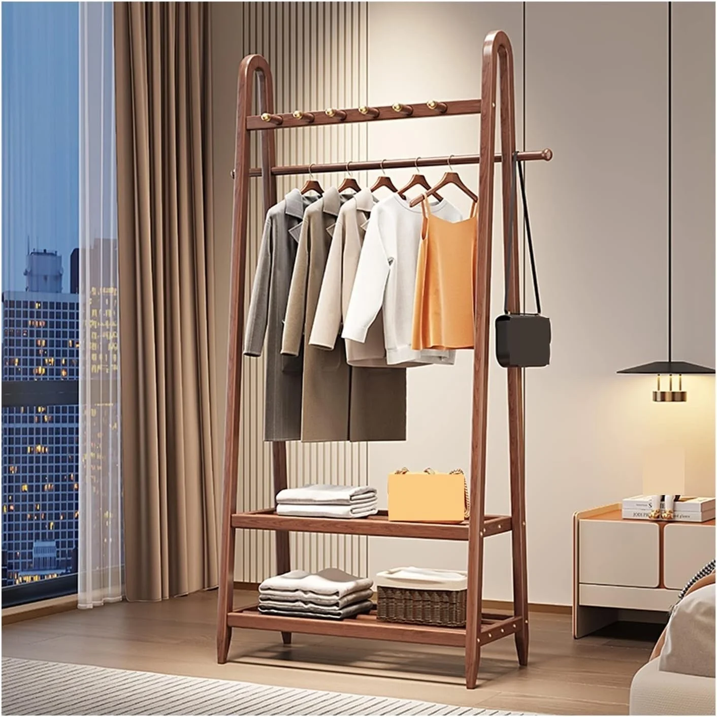 رخت آویز ایستاده چوبی مناسب اتاق خواب، اداره، راهرو و B&B (80 سانتی متر)