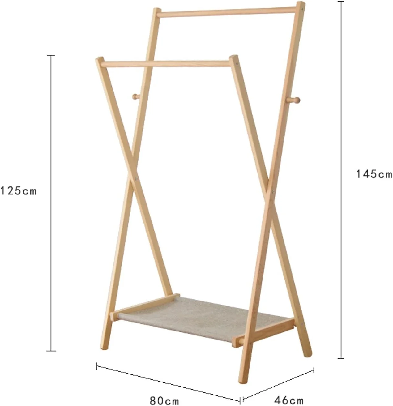 رخت آویز ایستاده چوبی، رگال لباس دو میله ای، قفسه لباس چند منظوره اتاق خواب، صرفه جویی در فضا