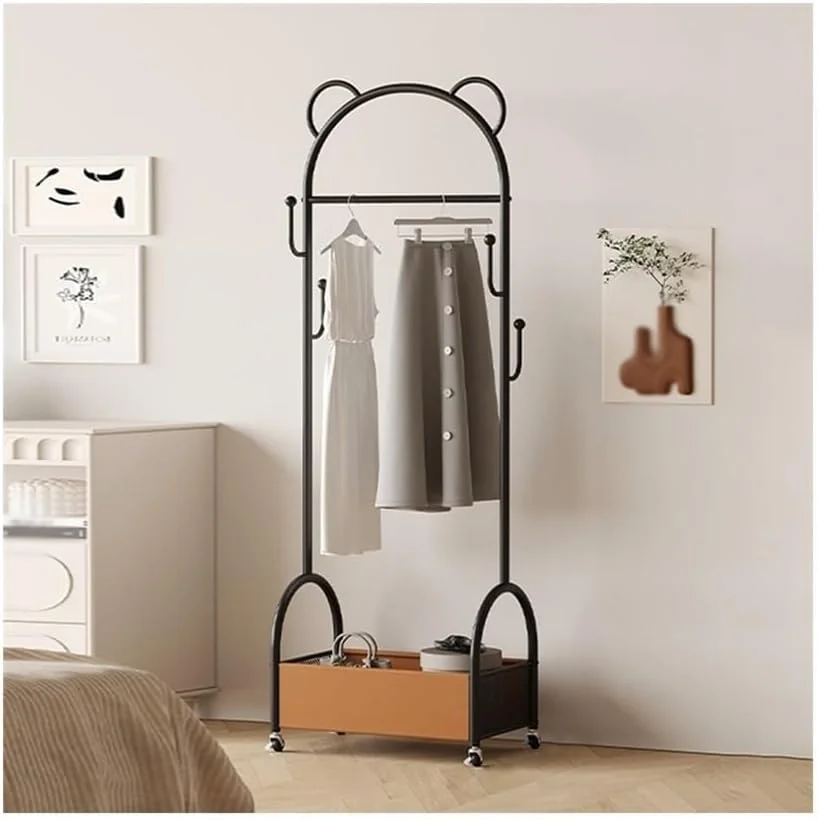 رخت آویز ایستاده برای اتاق خواب، سبد لباس چرک خانگی، قفسه لباس، رخت آویز خانگی شیک (مشکی)