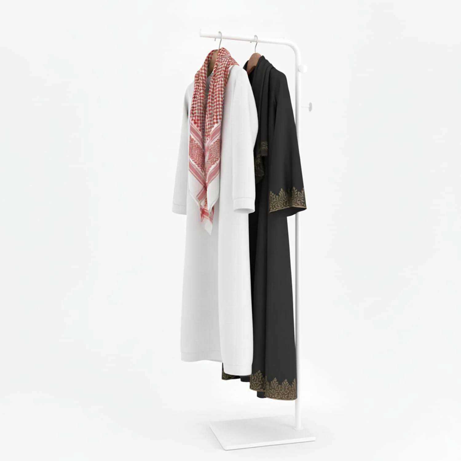 رخت آویز فلزی ایستاده 175 سانتی متری - پایه سنگی بادوام، وزن 5.68 کیلوگرم. شیک و کاربردی برای اتاق خواب، اتاق نشیمن، دفتر و غذاخوری. تمیز کردن آسان و طراحی مدرن (سفید)