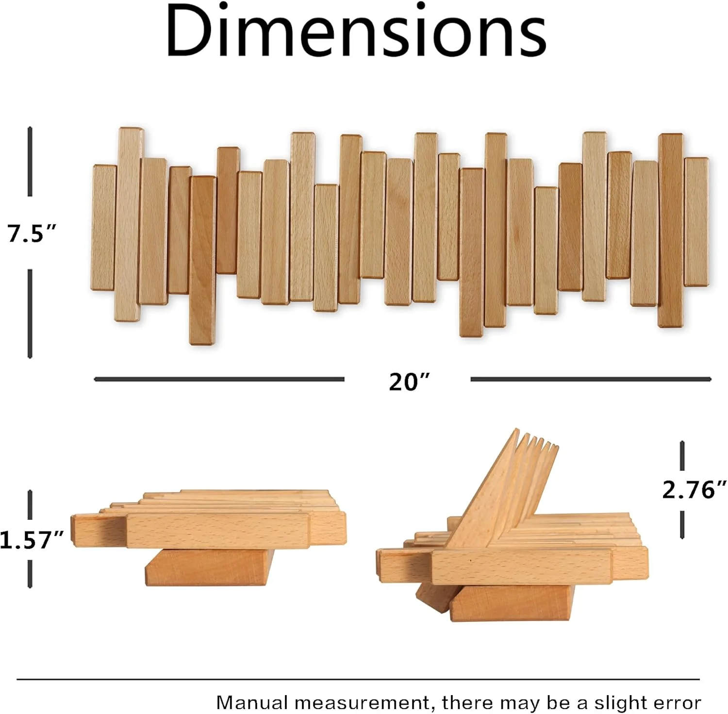چوب لباسی دیواری چوبی، چند شاخه، چوب راش طبیعی دست ساز، اثر هنری با 5 قلاب مدرن منحصر به فرد تاشو برای کت، کیف، کلاه، چتر