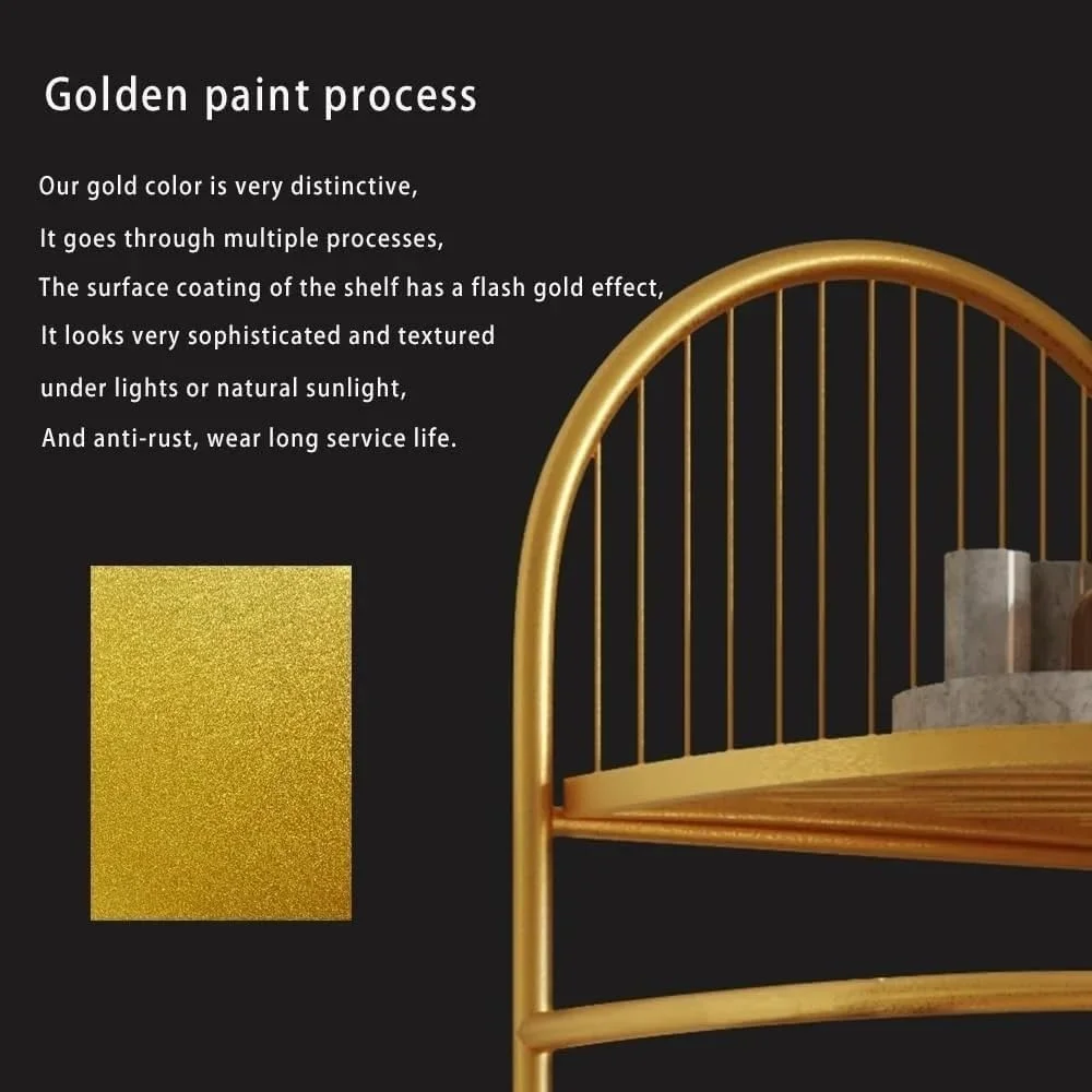 رخت آویز گوشه ای با سبد ذخیره سازی و قلاب های فلزی برای ورودی، راهرو، اتاق خواب، دفتر کار (طلایی)