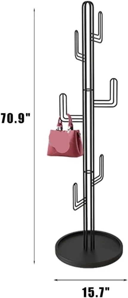 جالباسی فلزی با پایه و قلاب، رخت آویز ایستاده مدرن، استند نگهداری کیف و کلاه برای ورودی