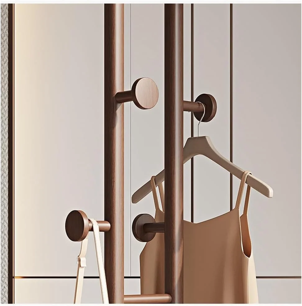 رخت آویز ایستاده چوبی به سبک چینی جدید، مناسب اتاق خواب، رخت آویز عمودی ضخیم، رخت آویز ساده خانگی برای لباس و کلاه