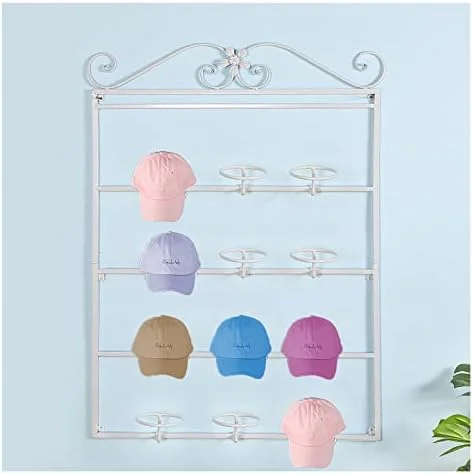 قفسه نگهداری کلاه با ظرفیت بزرگ، قفسه نمایش کلاه به ارتفاع ۱۳۰ سانتی‌متر برای کلاه‌گیس/کابویی/کلاه‌های بیسبال، نگهدارنده کلاه دیواری، قلاب‌های متحرک کلاه