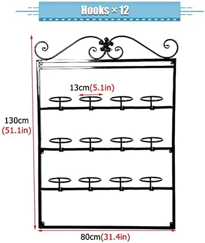 قفسه نگهداری کلاه با ظرفیت بزرگ، قفسه نمایش کلاه به ارتفاع ۱۳۰ سانتی‌متر برای کلاه‌گیس/کابویی/کلاه‌های بیسبال، نگهدارنده کلاه دیواری، قلاب‌های متحرک کلاه
