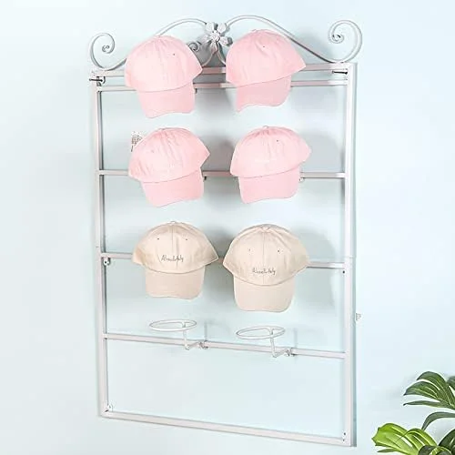 قفسه نگهداری کلاه با ظرفیت بزرگ، قفسه نمایش کلاه به ارتفاع ۱۳۰ سانتی‌متر برای کلاه‌گیس/کابویی/کلاه‌های بیسبال، نگهدارنده کلاه دیواری، قلاب‌های متحرک کلاه