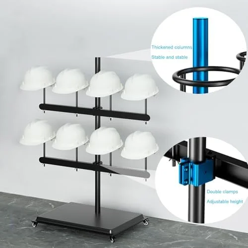 جالباسی کلاه با 8/12/16 قلاب دایره ای، استند کلاه ایستاده متحرک، آویز کلاه، سازمان دهنده قابل تنظیم کلاه کاسکت، مناسب منزل/فروشگاه