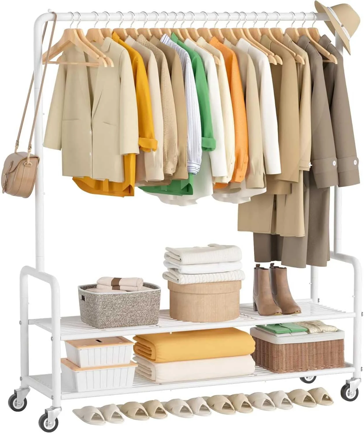 رگال لباس سنگین، رگال آویز لباس با قفسه، رگال لباس برای آویزان کردن لباس، پوشاک، کت (سفید)