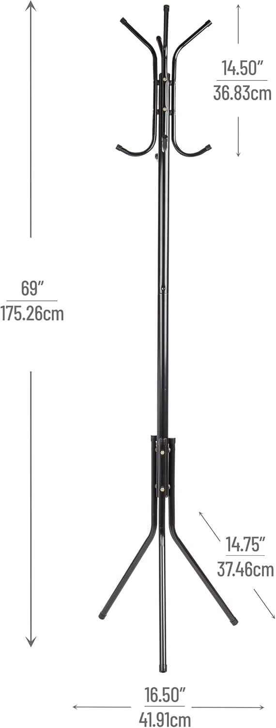 آویز لباس ایستاده، رخت آویز، جالباسی چند منظوره، مستقل، آویز کلاه، ژاکت، کیف، فلزی، مشکی