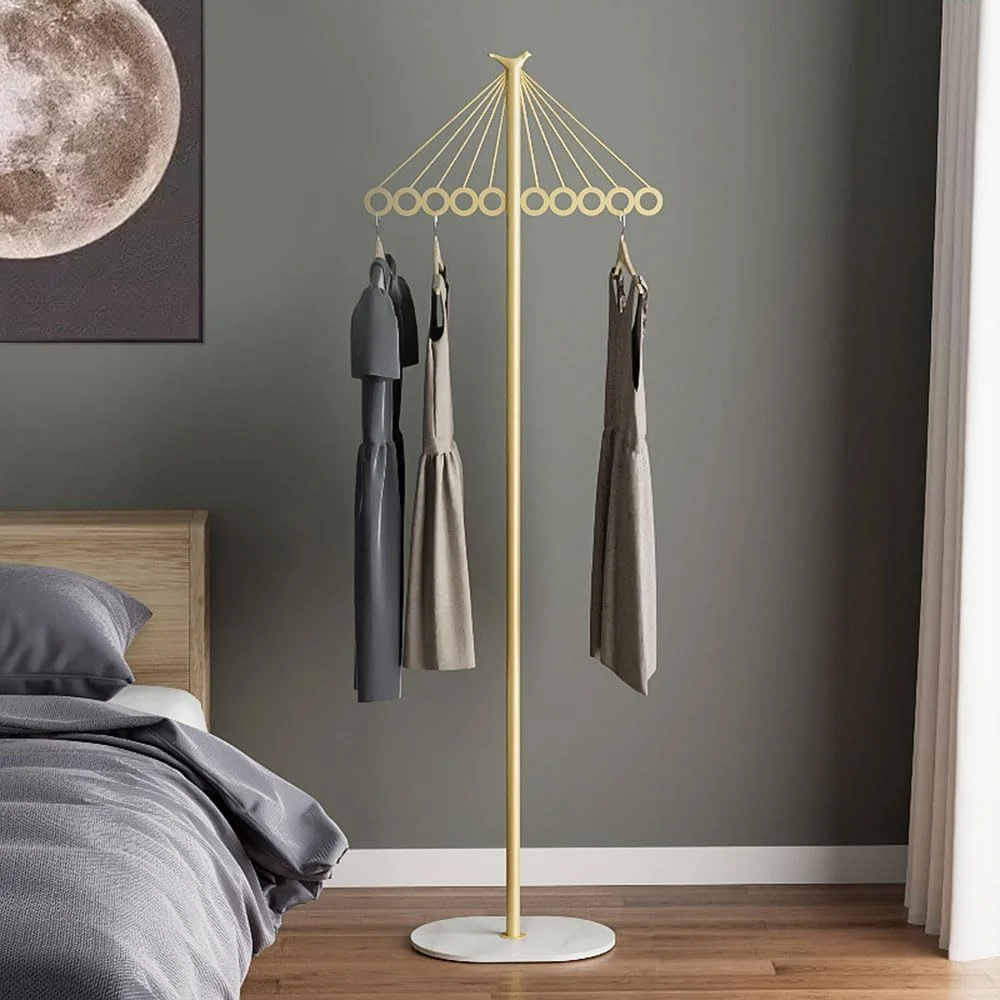 استند نظم دهنده لباس، رگال فلزی لباس برای لباس های بلند، کت و شلوار، چوب لباسی ایستاده با طرح خلاقانه چتر، رگال لباس ایستاده مناسب اتاق خواب و نشیمن