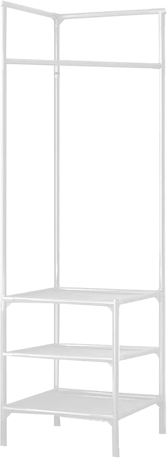 رخت آویز گوشه ای - فلزی چند منظوره ورودی راهرو قفسه کفش با طراحی پد پایه قفسه نگهداری کلاه راه حل نگهداری راهرو برای اتاق نشیمن 45x45x180 سانتی متر (سفید (سه طبقه))