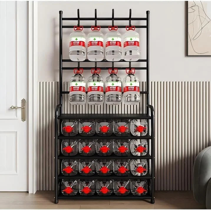 جالباسی ایستاده 5 طبقه DAYONG، قفسه کفش چند منظوره، جالباسی و قفسه کفش خانگی، قفسه ذخیره سازی با 8 آویز برای راهروها، ورودی ها، اتاق خواب، دفتر کار (مشکی)